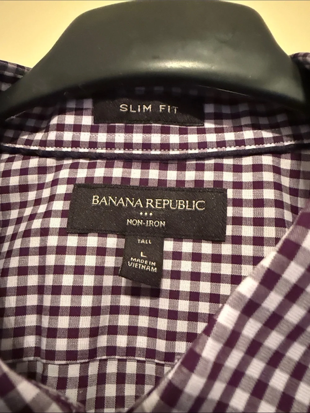 Banana Republic Men's Purple & White Gingham Dress Shirt Size Large Tall